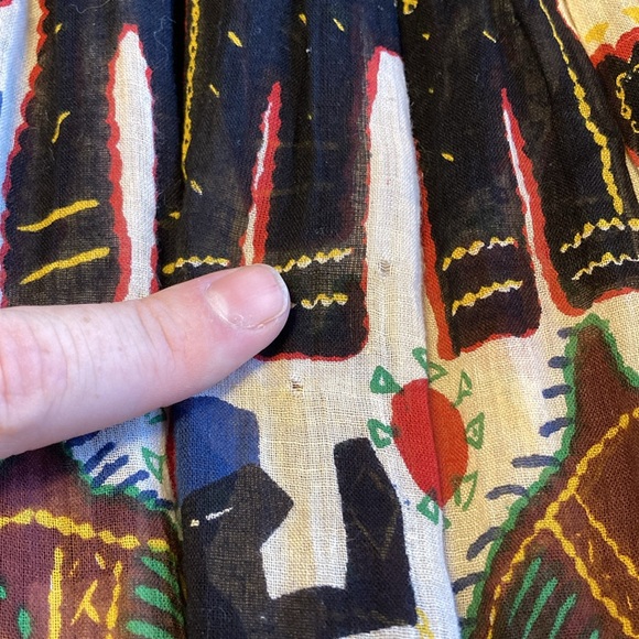 VTG Womens Tiered Maxi Skirt Tribal Elephant Print Tassels Bells Elastic Waist - Picture 14 of 14